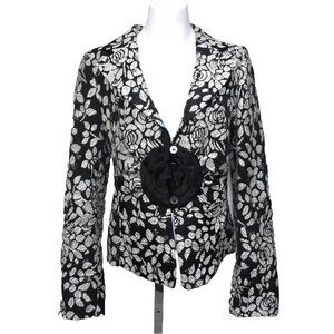 Armani Women’s Jacket Blazer 10 Made In Italy Rosette Button Closure Wool Blemd